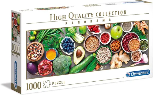 Clementoni - 39518 - Colección Puzzle Panorama - Veggie saludable - 1000 piezas - Hecho en Italia - Rompecabezas para adultos