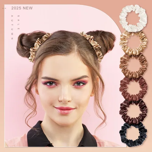 Miniatura 5 de WILLBOND 24 coleteros de satén para el cabello, bandas elásticas de seda a granel, soporte para cola de caballo para mujeres y niñas, accesorios