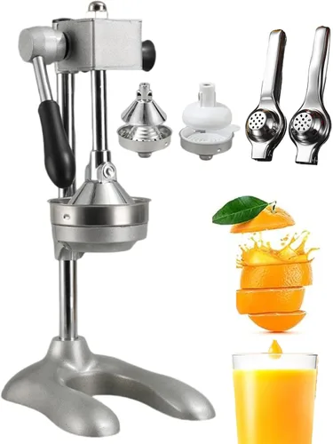 Miniatura 9 de Exprimidor manual manual de grado comercial Exprimidor de encimera para jugo de naranja fresco, incluye 2 moldes y 2 exprimidores pequeños, Negro