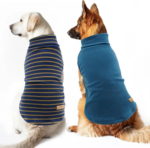 Miniatura 8 de KYEESE Paquete de 2 suéteres para perro, sudadera elástica para perros, ropa suave para mascotas, abrigos cálidos para perros, cuello alto, suéteres