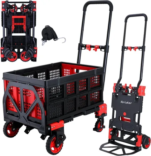 Miniatura 9 de Carretilla de Mano Plegable de 330LB Carretilla de Transporte, Carretillas de Mano de Servicio Pesado Combinación de 4 Ruedas y 2 Ruedas Carrito