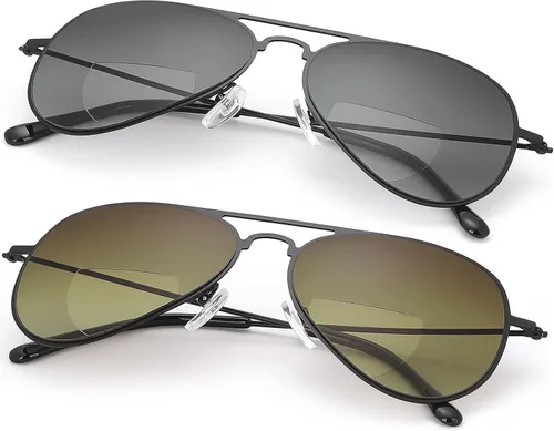 YIMI 2 pares de lentes de sol de lectura bifocales con protección UV400, lectores de sol deportivos, lentes de bloqueo de luz azul para hombres y