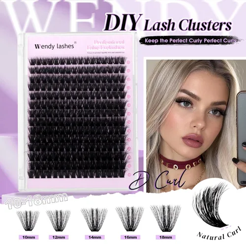 Miniatura 2 de WENDY LASHES Extensiones de pestañas onduladas con efecto 3D, extensiones de pestañas de volumen 100D de 0.394-0.709 in
