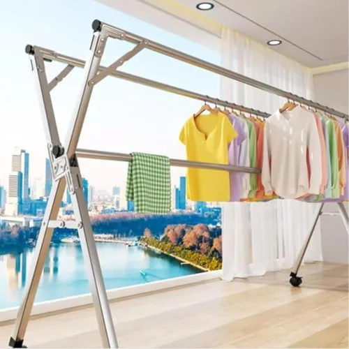 Miniatura 3 de Estante de secado de ropa plegable de acero inoxidable, para uso en interiores y exteriores, aireador portátil que ahorra espacio para balcón, 94