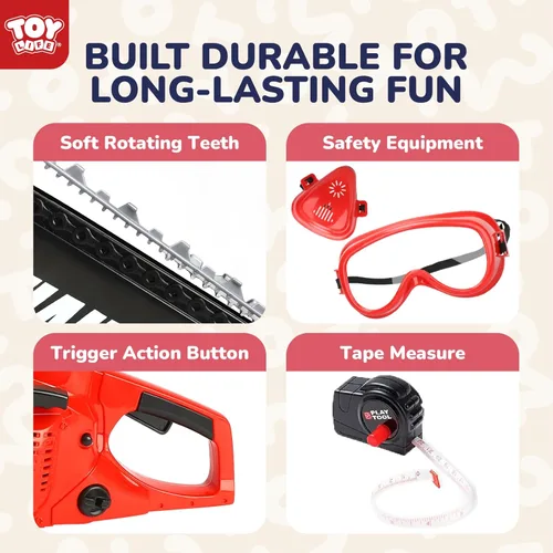 Miniatura 4 de TOY Life Juego de herramientas de juguete con motosierra eléctrica para niños con guantes, juego de herramientas para niños, juego de simulación