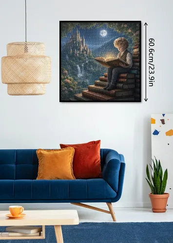 Miniatura 6 de Hermoso libro valle rompecabezas para adultos, 1000 piezas de naturaleza, bonita luna, cascada de paisaje, rompecabezas escénico de castillo