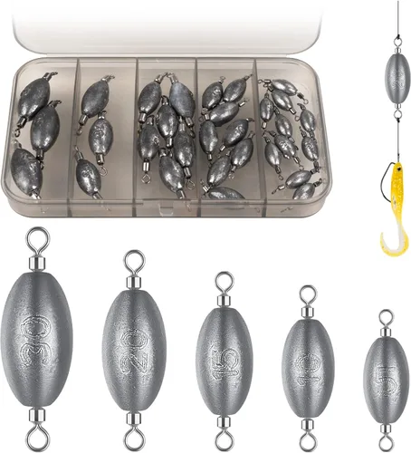 Miniatura 9 de THKFISH Pesas de pesca Pesas en línea, plomos de arrastre, pesos giratorios, de instalación rápida, plomo, con giro