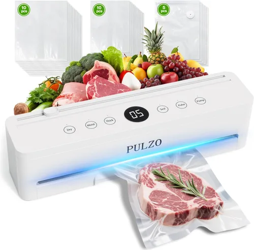 Máquina selladora al vacío, sellador al vacío automático de 85 KPa para alimentos, modos seco/húmedo, hoja deslizante externa, bandeja de goteo