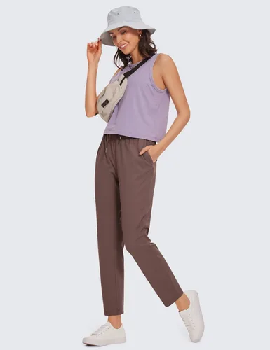 Miniatura 3 de CRZ YOGA Pantalones de golf elásticos en 4 direcciones para mujer, pantalones de golf de 78 tobillos, pantalones de trabajo, yoga, viajes, casual