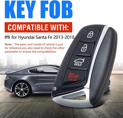 Miniatura 3 de Keymall Reemplazo de llavero remoto de entrada sin llave para Hyundai Santa Fe 2013 2014 2015 2016 2017 2018 315MHz 4 botones