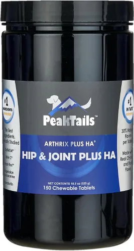 KALA HEALTH PeakTails Hip & Joint Plus HA para perros – 150 tabletas, glucosamina, condroitina, OptiMSM, Ester-C y ácido hialurónico – Apoya la