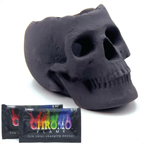 Miniatura 16 de OSKER 3CT Mini Hoguera Calavera con Paquetes de Cambio de Color de Fuego Tronco Cerámico Ignífugo para Hoguera, Fogata, Chimenea, Hoguera