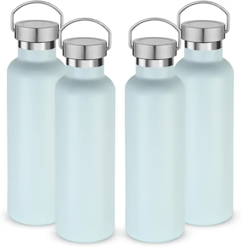 Miniatura 11 de Volhoply 24 onzas Botella de agua aislada con boca estándar con tapa de combinación de plástico y acero inoxidable, botellas de agua de 304 18/8