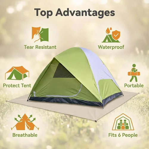 Miniatura 7 de Camping Tents Outdoor Tents, 4/6 Person Family Camping Tent,Heavy Duty,Waterproof Windproof, Oxford Fabric Ground Cloth Fishing, Hiking, Summer