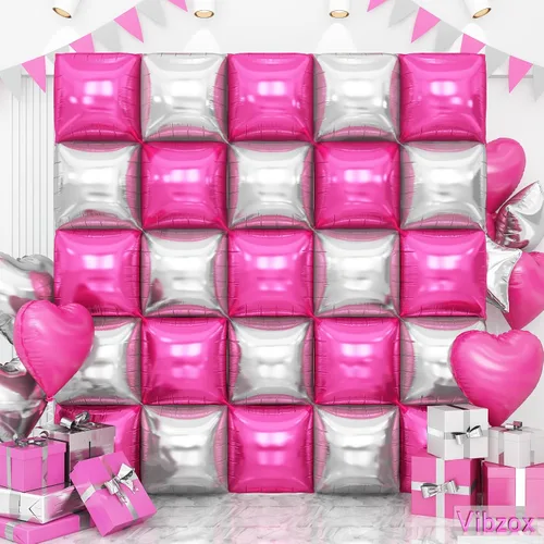 Miniatura 18 de Globos cuadrados en blanco y negro para pared, globos cromados y blancos de doble cara, kit de arco de túnel, telón de fondo para tablero de ajedrez