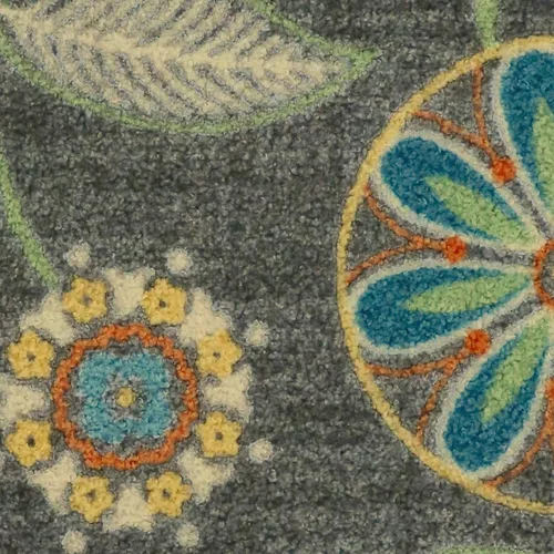 Miniatura 7 de Alfombra antideslizante Maples Rugs Reggie, tapete para pasillo, entrada, con diseño floral (fabricado en Estados Unidos), multicolor, 2 x 6 Gris