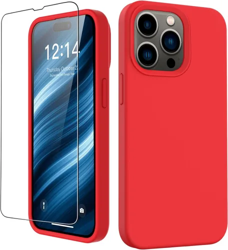 Miniatura 81 de bemal Funda para iPhone 14 Pro con protector de pantalla, silicona líquida de ajuste delgado, forro de microfibra suave, diseñada para mujeres