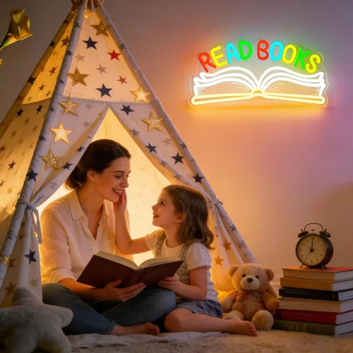 Miniatura 4 de Read Books - Letrero de neón para decoración de pared, libro de lectura regulable LED, letrero de luz de neón para arte, positivo, dormitorio