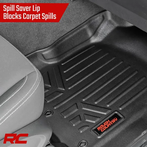 Miniatura 5 de Rough Country Floor Armor Alfombrillas de Piso Delanteras y Traseras para Nissan Titan (2017–2024) y Titan XD (2016–2024) Crew Cab con Asientos