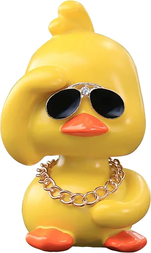 Miniatura 13 de wonuu Lindos adornos de pato amarillo para coche, decoraciones de tablero de instrumentos de coche, muñeca de cabeza sacudida De pie amarillo