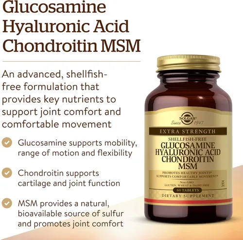 Miniatura 8 de Solgar tabletas de Glucosamina de ácido hialurónico condroitín sulfato MSM (sin ostras), SF0018977, 1, 1