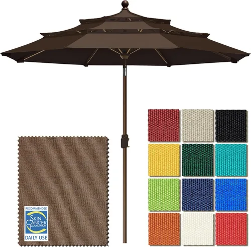 Miniatura 103 de EliteShade USA Sombrilla de Mercado de 10 Años Sin Decoloración de 9 Pies 3 Niveles Sombrilla de Patio Sombrilla de Mesa para Exteriores con Beige