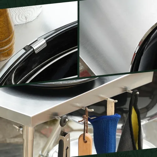 Miniatura 8 de Stanbroil Mesa de Trabajo de Acero Inoxidable se Ajusta a Todas las Parrillas de Carbón Tipo Kettle Weber de 18", 22" y Otras Parrillas de Carbón