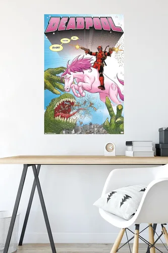 Miniatura 5 de Marvel Comics Deadpool - Póster de pared de unicornio, 34 pulgadas de largo x 22.4 pulgadas de ancho, paquete de póster y clip
