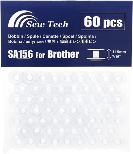 Sew Tech 60 bobinas SA156 para máquina de coser Brother XM2701 CS6000i CS7000i GX37 XR3774 CS5055PRW XR9550PRW HC1850 CS8800PRW PE800 SE600 NQ1600E