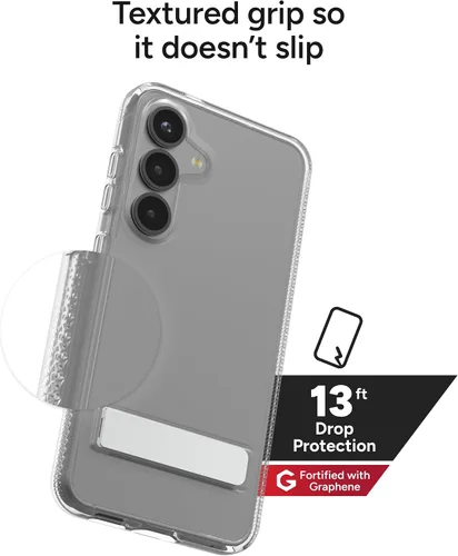 Miniatura 5 de ZAGG Crystal Palace - Funda para Samsung Galaxy S25 con función atril, transparente, protección contra caídas de 13 pies, antiamarilleo, reforzado