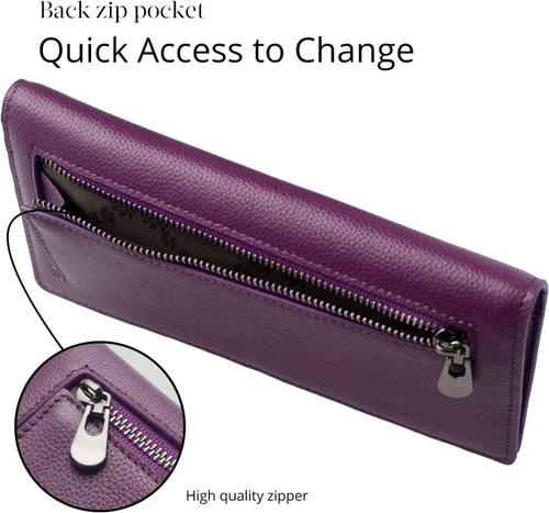 Miniatura 4 de Bveyzi Billeteras de cuero ultrafino con bloqueo RFID para tarjetas de crédito, billetera plegable para mujer