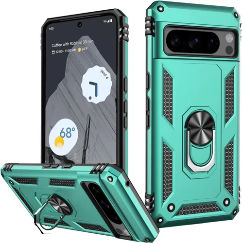 Miniatura 103 de LUMARKE Funda para Google Pixel 5 con protector de pantalla, pasa 16 pies, probada en caídas, grado militar, con soporte de anillo magnético, Rojo