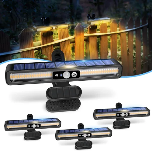 Miniatura 9 de Luces solares de movimiento con clip para exteriores, impermeables, paquete de 2 luces con sensor de movimiento para exteriores con 36 LED, 3000 K