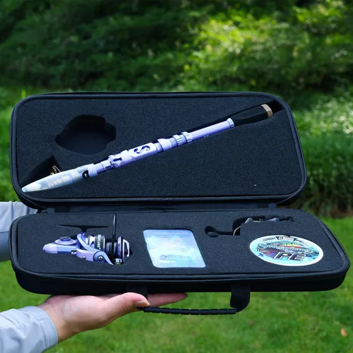 Miniatura 7 de Sougayilang Fishing Rod and Reel Combos Carbon Fiber Telescopic Fishing Pole with Smooth Reel Combo Saltwater Freshwater Kit Kit Completo Púrpura