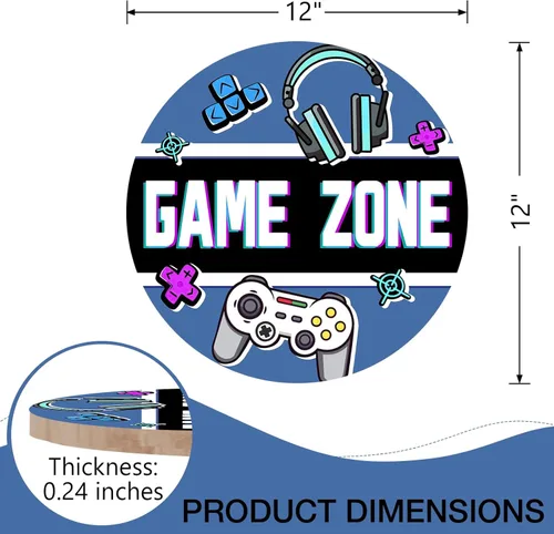 Miniatura 2 de Deroro Game Zone - Letrero para puerta delantera, controlador de videojuegos, colgador de puerta de madera, decoración de dormitorio de niños, Zona