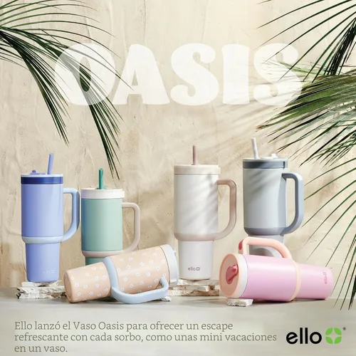 Miniatura 9 de Ello Oasis Botella de Agua de Acero Inoxidable de 30oz - Flower Quilt Colcha de flores