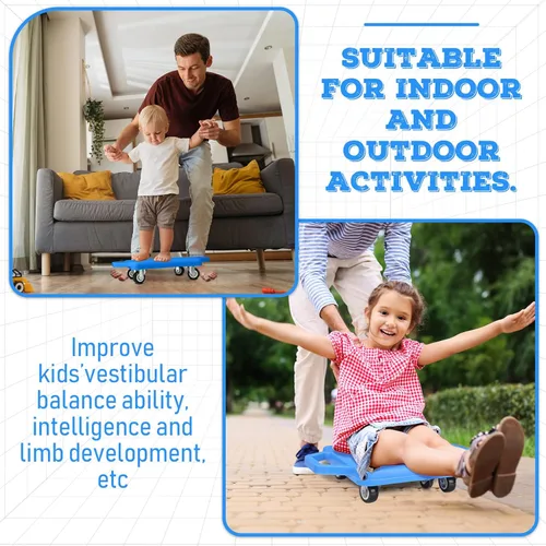 Miniatura 3 de Jerify 4 piezas de patinete deportivo con asas, ruedas de plástico, patineta para sentarse en el suelo, para niños, gimnasio, actividades en Azul