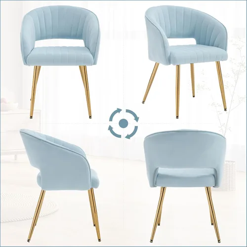 Miniatura 17 de ABET Silla de escritorio con ruedas, silla de oficina en casa de terciopelo, silla giratoria con base dorada, sillas acentuadas modernas tapizadas