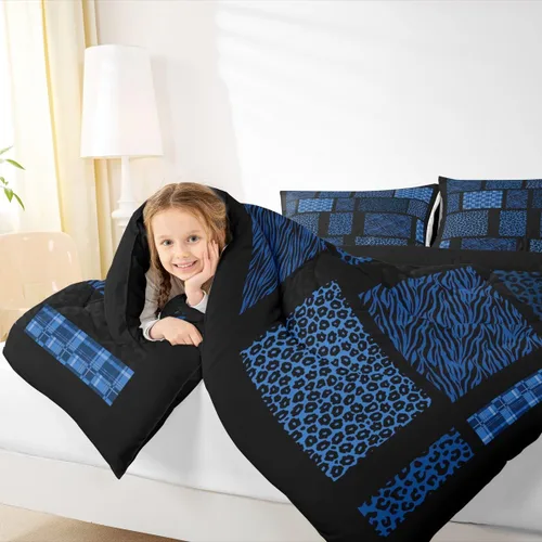 Miniatura 5 de Juego de ropa de cama individual de piel de cebra, guepardo y leopardo, para niños y adultos, juego de edredón de piel de animales salvajes