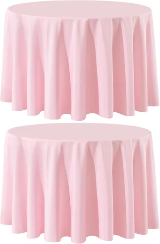 Miniatura 34 de Paquete de 2 manteles redondos de 90 pulgadas, manteles lavables de poliéster de lino decorativo para la mesa del comedor, banquetes, fiestas