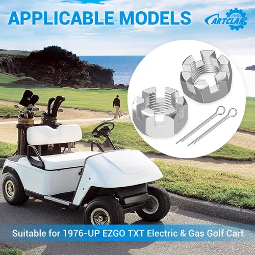 Miniatura 2 de CartClan - Juego de 2 tuercas ranuradas y clavijas para carrito de golf EZGO TXT 1976-2013, pieza de repuesto 5/8-1815483-G1/612928 3010387-G1