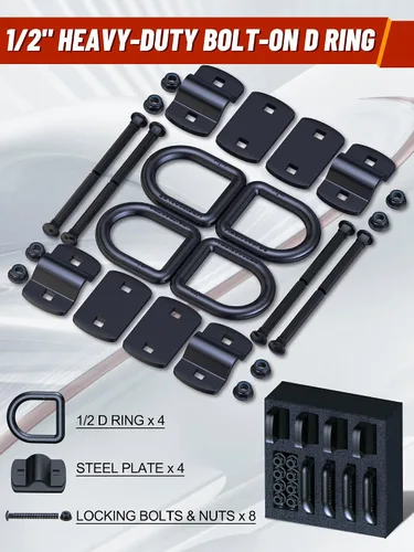 Miniatura 5 de Anclajes de amarre de anillos en D de 1/2 pulgada, anillos en D forjados resistentes atornillables de 12,000 libras con placa de refuerzo engrosada