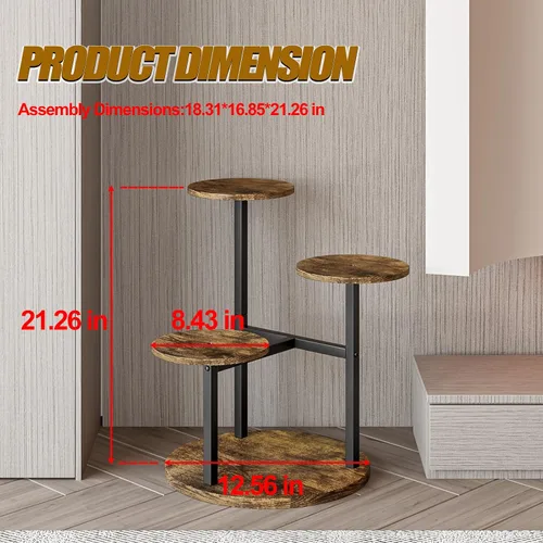 Miniatura 3 de INGIORDAR Soporte para plantas de interior de 4 niveles con 5 estantes para macetas múltiples para patio, jardín, balcón, sala de estar, esquina