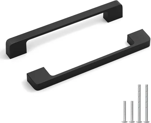 Miniatura 15 de Rergy Tiradores de cocina para gabinetes, paquete de 10 unidades doradas de 5 pulgadas con agujero central, herrajes cuadrados para cajones de Oro