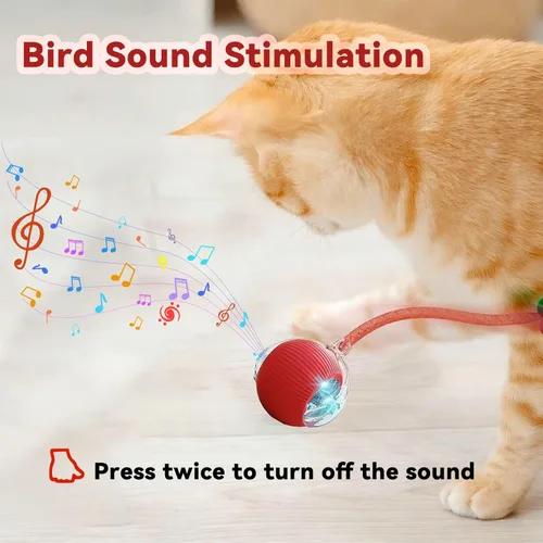 Miniatura 3 de Speedy 2.0 Tail 2 paquetes de juguetes interactivos para gatos de interior, juguete automático para gatos con cola de malla elástica, bola rodante
