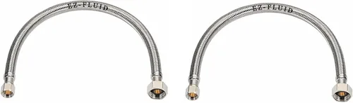 EZ-Fluid (2) Línea de suministro de agua de 16 pulgadas, Fip de 1/2 pulgadas x 3/8 pulgadas Comp LF, tuercas de latón, conector de línea de