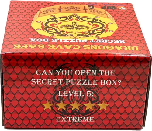 Miniatura 8 de Dragons Cave Safe Secret - Caja de rompecabezas con dinero y tarjetero de regalo en una caja de seguridad de madera IQ desafiante con compartimentos