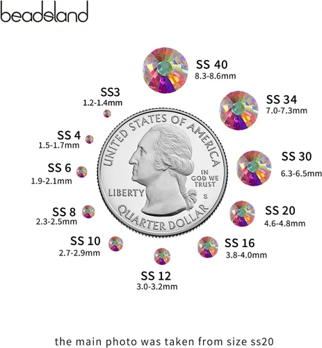 Miniatura 3 de Beadsland Hotfix - 2880 diamantes de imitación de cristal con parte trasera plana para manualidades, ropa, decoraciones de bricolaje, cristal AB