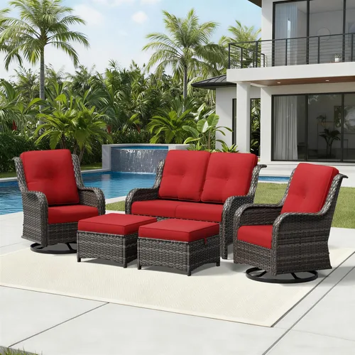 Miniatura 163 de Joyside Juego de sillas de mimbre para patio, juego de 3 piezas de mimbre para exteriores con 2 sillas reposabrazos y 1 mesa auxiliar para terraza