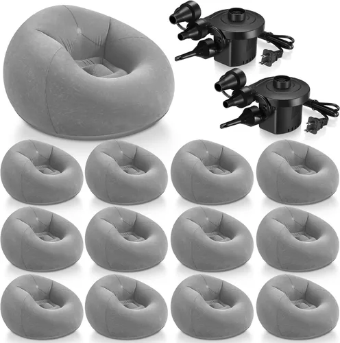 Miniatura 25 de Realspring 6, 9, 12 piezas de puf inflables para adultos con bomba de aire eléctrica, sofá plegable portátil inflable para acampar nocturno de cine